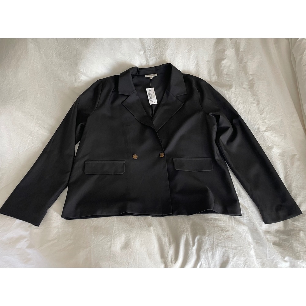 NWT Studio B by Bobeau Blazer Black Double Breasted Lightweight Workwear Large